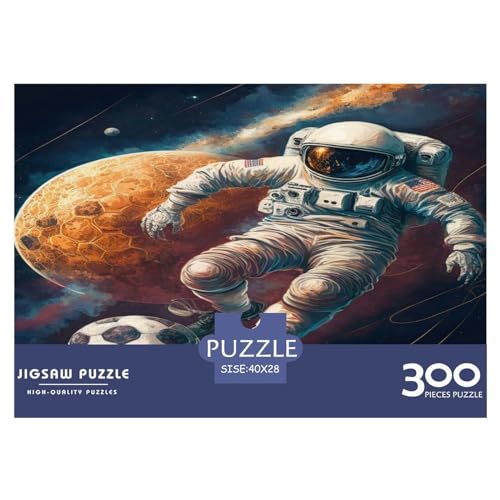 Astronaut spielt Fußball, 300-teiliges Puzzle für Erwachsene, kreatives rechteckiges Holzpuzzle, Geschenk für Freunde und Familie, 300 Teile (40 x 28 cm) von NIXCON