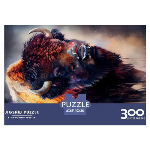 Bison-Tintenmalerei-Holzpuzzle für Erwachsene, 300-teiliges Puzzle, rechteckiges Puzzle, Geschenke für Erwachsene, Spiel 300 Stück (40 x 28 cm) von NIXCON