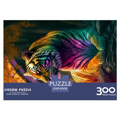 Buntes Tiger-Tier-Puzzle für Erwachsene, 300-teiliges Spielzeug, Familien-Puzzlespiele, Geburtstagsgeschenke, Puzzle für Jungen und Mädchen, 300 Teile (40 x 28 cm) von NIXCON