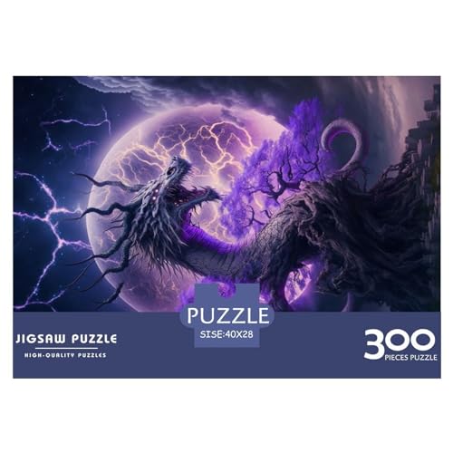 Creative Brave Dragon Gift Holzpuzzle mit 300 Teilen für Erwachsene, rechteckiges Puzzle, Gehirnübungs-Herausforderungsspiel, 300 Teile (40 x 28 cm) von NIXCON