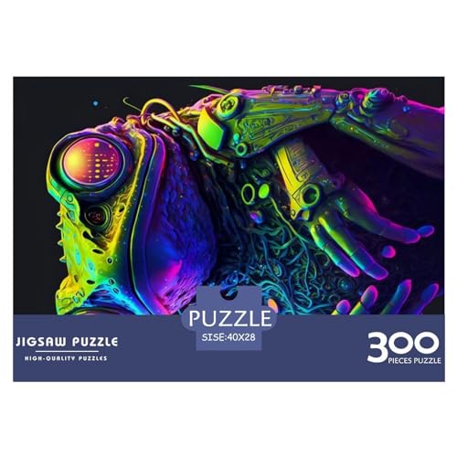 Cyber-Frosch-Neon-Puzzle für Erwachsene, 300-teiliges Spielzeug, Familien-Puzzlespiele, Geburtstagsgeschenke, Puzzle für Jungen und Mädchen, 300 Teile (40 x 28 cm) von NIXCON