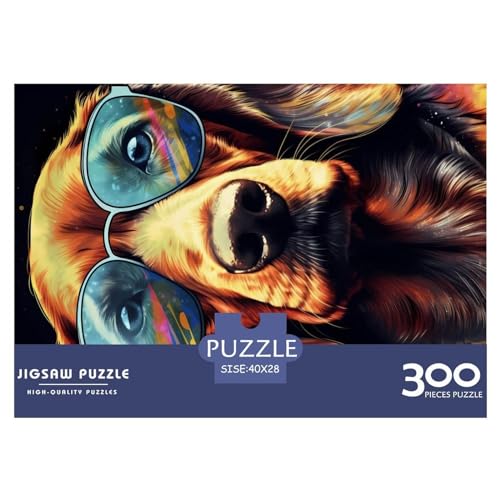 Dackel-Sonnenbrillen-Puzzle für Erwachsene, 300-teiliges Spielzeug, Familien-Puzzlespiele, Geburtstagsgeschenke, Puzzle für Jungen und Mädchen, 300 Teile (40 x 28 cm) von NIXCON