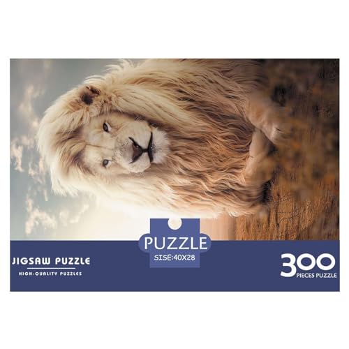 Der riesige weiße Löwe, Holzpuzzle für Erwachsene, 300 Teile, rechteckiges Puzzle, Geschenke für Erwachsene, Spiel 300 Teile (40 x 28 cm) von NIXCON