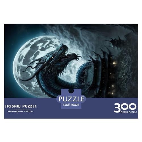 Drachen-Puzzle, 300 Teile, kreatives rechteckiges großes Familienpuzzlespiel, Kunstwerk für Erwachsene, 300 Teile (40 x 28 cm) von NIXCON