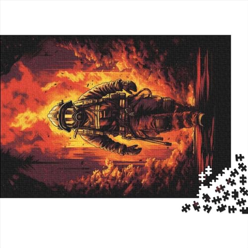 Firefighter_Flame-Puzzle, 1000 Teile, kreatives rechteckiges großes Familienpuzzlespiel, Kunstwerk für Erwachsene, 1000 Teile (75 x 50 cm) von NIXCON