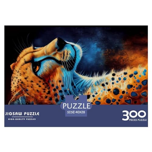 Geparden-Tintenmalerei-Holzpuzzle für Erwachsene, 300-teiliges Puzzle, rechteckiges Puzzle, Geschenke für Erwachsene, Spiel 300 Stück (40 x 28 cm) von NIXCON