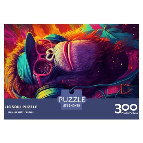 Gorilla Hop Holzpuzzle für Erwachsene, 300 Teile, rechteckiges Puzzle, Geschenke für Erwachsene, Spiel 300 Teile (40 x 28 cm) von NIXCON