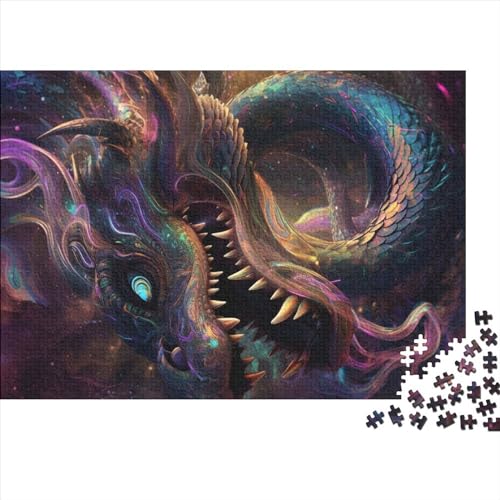 Hypnotic Space Dragon 500-teiliges Puzzle für Erwachsene, kreatives rechteckiges Holzpuzzle, Geschenk für Freunde und Familie, 500 Teile (52 x 38 cm) von NIXCON