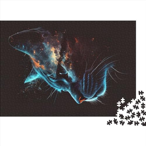 Katzengesicht-Galaxie-Tier-Puzzle, 1000 Teile, für Erwachsene, Puzzle, Lernspiele, 1000 Teile (75 x 50 cm) von NIXCON