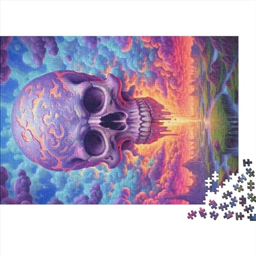 Kreative rechteckige Puzzles für Erwachsene, 1000 Teile, Totenkopf-Wolken, Holzpuzzle, praktisches Spiel, Familiendekoration, 1000 Teile (75 x 50 cm) von NIXCON