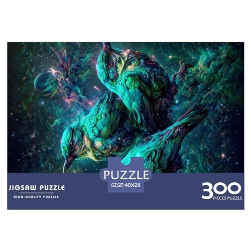 Kreative rechteckige Puzzles für Erwachsene, 300 Teile, grüne Vögel, Holzpuzzle, praktisches Spiel, Familiendekoration, 300 Stück (40 x 28 cm) von NIXCON