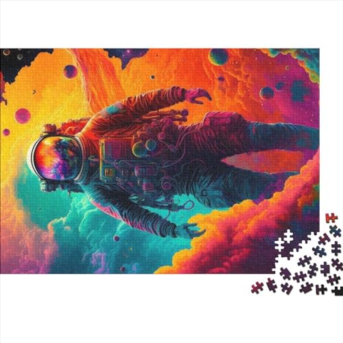 Kreativer Astronaut im bunten Himmel, Geschenk aus Holz, 1000 Teile, Puzzle für Erwachsene, rechteckiges Puzzle, Gehirnübung, Herausforderungsspiel, 1000 Teile (75 x 50 cm) von NIXCON