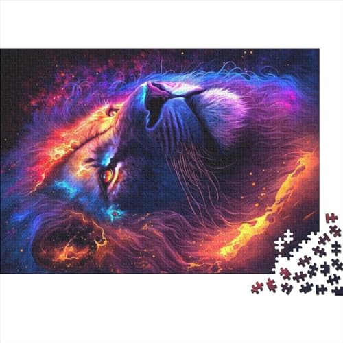 Kreatives Galaxie-Löwen-Geschenk aus Holz, 500 Teile, Puzzle für Erwachsene, rechteckiges Puzzle, Gehirnübungs-Herausforderungsspiel, 500 Teile (52 x 38 cm) von NIXCON