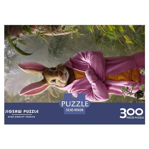 Kreatives Hoodie-Kaninchen-Geschenk aus Holz, 300 Teile, Puzzle für Erwachsene, rechteckiges Puzzle, Gehirnübungs-Herausforderungsspiel, 300 Teile (40 x 28 cm) von NIXCON