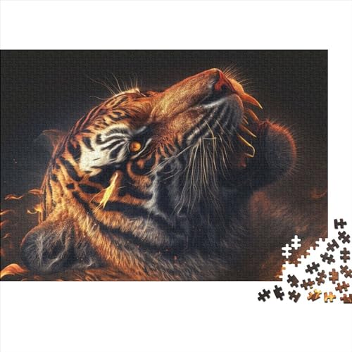 Kreatives Tigerfeuer-Puzzle für Erwachsene, 1000-teiliges Puzzle für Kinder, Familie, herausfordernde Spiele, Spielzeug, Geschenke, 1000 Teile (75 x 50 cm) von NIXCON