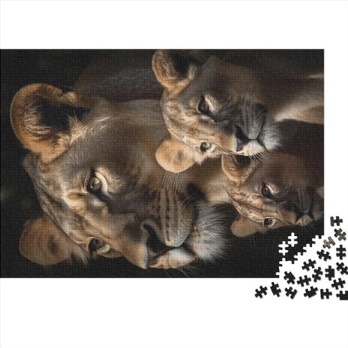 Löwin mit Jungen-Porträt, 1000-teiliges Puzzle für Erwachsene, kreatives rechteckiges Holzpuzzle, Geschenk für Freunde und Familie, 1000 Teile (75 x 50 cm) von NIXCON