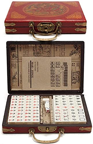 Mahjong-Set, traditionelle Spiele, Mahjong-Club-Set, 144 Mahjong-Kacheln mit chinesischen Schriftzeichen, Spielset für Reisen, tragbare Größe und Set von NIXCON