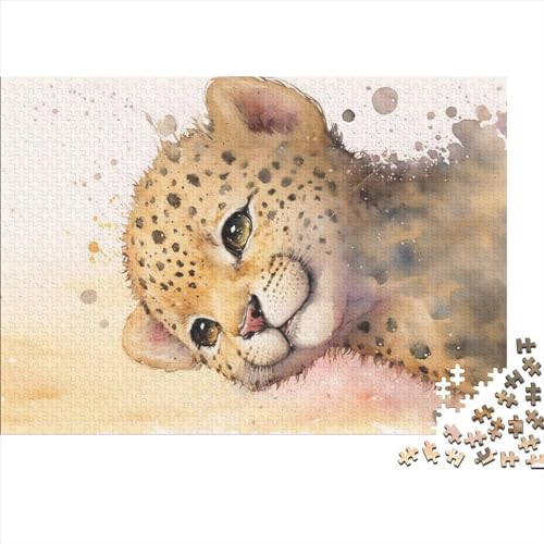 Niedliches Baby-Leoparden-Malerei-Puzzle, 1000 Teile, für Erwachsene, Puzzle, Lernspiele, 1000 Teile (75 x 50 cm) von NIXCON