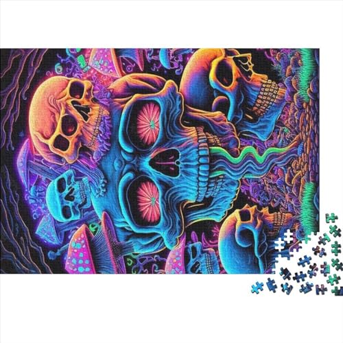 Psychedelischer Totenkopf-Puzzle für Erwachsene, 500 Teile, Spielzeug, Familien-Puzzlespiele, Geburtstagsgeschenke, Puzzle für Jungen und Mädchen, 500 Teile (52 x 38 cm) von NIXCON