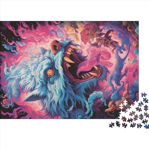Psychedelischer Wolf, 1000-teiliges Puzzle für Erwachsene, kreatives rechteckiges Holzpuzzle, Geschenk für Freunde und Familie, 1000 Teile (75 x 50 cm) von NIXCON