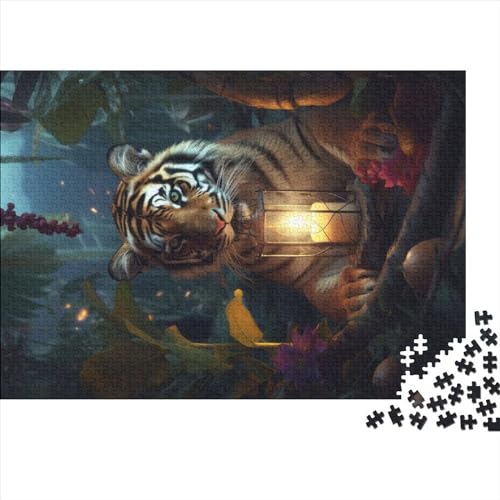 Puzzle 1000 Teile für Erwachsene, Tigerjunges, magische Lampe, Puzzle für Erwachsene, 1000 Teile (75 x 50 cm) von NIXCON