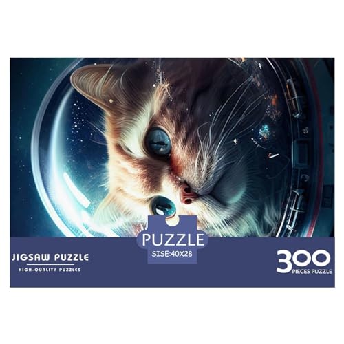 Puzzle 300 Teile für Erwachsene, Weltraumkatze, Universum, Puzzle, Holzbrettpuzzle, Familiendekoration, 300 Teile (40 x 28 cm) von NIXCON