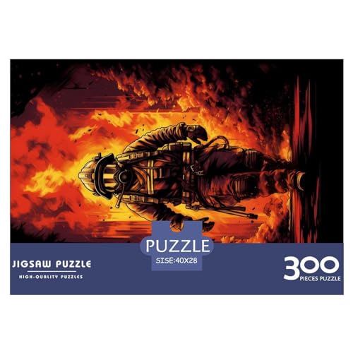 Puzzle für Erwachsene, 300 Teile, Firefighter_Flame-Puzzle, kreatives rechteckiges Puzzle, Dekompressionsspiel, 300 Teile (40 x 28 cm) von NIXCON