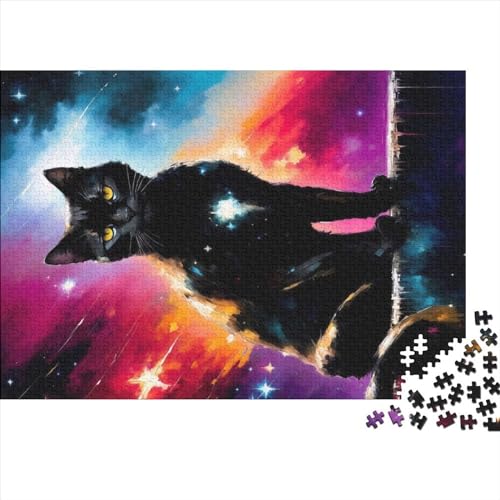 Puzzle mit kosmischer schwarzer Katze für Erwachsene, 1000 Teile, Spielzeug, Familienpuzzlespiele, Geburtstagsgeschenke, Puzzle für Jungen und Mädchen, 1000 Teile (75 x 50 cm) von NIXCON