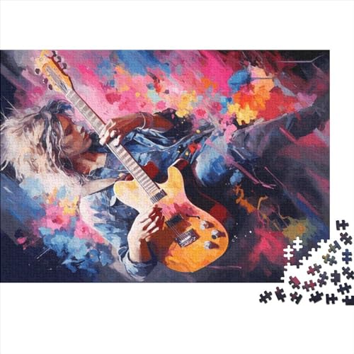 Puzzles 500 Teile für Erwachsene, Beautiful_Girl_Play_Guitar Puzzle, Holzbrettpuzzles, Familiendekoration, 500 Teile (52 x 38 cm) von NIXCON