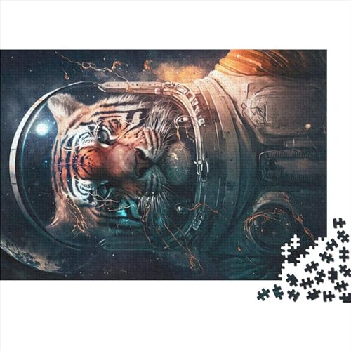 Puzzles für Erwachsene, 500 Teile, Tiger im Weltraum, Geschenk, Holzbrettpuzzles für Erwachsene, lustig, 500 Teile (52 x 38 cm) von NIXCON