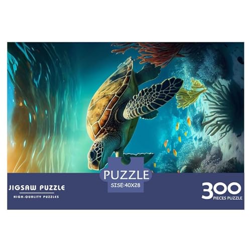 Schildkröten-Tier-Holzpuzzle für Erwachsene, 300-teiliges Puzzle, rechteckiges Puzzle, Geschenke für Erwachsene, Spiel 300 Stück (40 x 28 cm) von NIXCON