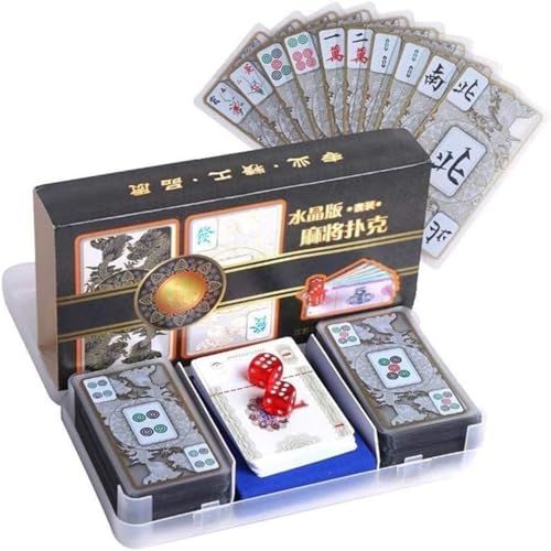 Suuim Home Crystal Mahjong Set Poker Kunststoff Mahjong Karte Karte Wasserdicht Mahjong Reise Kleines Mahjong Tischspiel von NIXCON