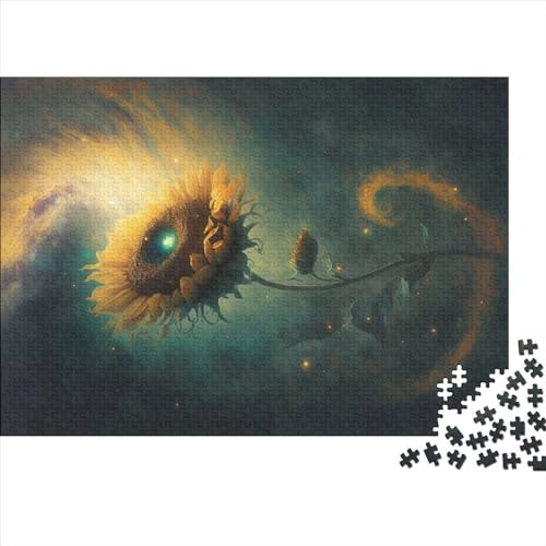 Universe Sunflower 1000-teiliges Holzpuzzle für Erwachsene und Kinder zum Stressabbau, 1000 Teile (75 x 50 cm) von NIXCON