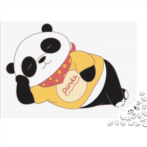 300 Stück Panda Puzzles,für Erwachsene Teenager Stress Abbauen,Cute Hand Drawn Comics Familien-Puzzlespiel,300-teiliges Puzzle Lernspiel Spielzeug Geschenk 300pcs (40x28cm) von NIXNUT