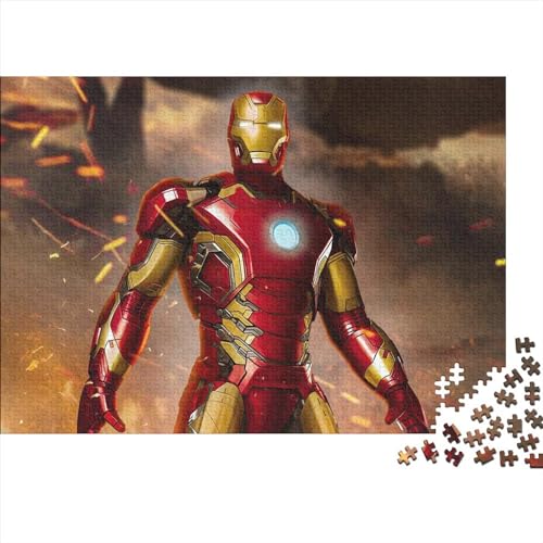 300 Teile Iron Man Puzzle,Geschicklichkeitsspiel Für Die Ganze Familie, Tony Stark Marvel Animation Puzzle,farbenfrohes Legespiel Für Puzzle Und Erwachsene 300pcs (40x28cm) von NIXNUT