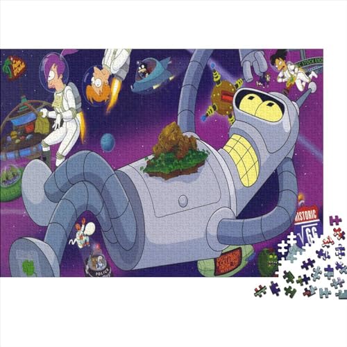 Futurama Puzzle, Anime Movies Puzzle 1000 Teile, 1000 Teile Puzzle Geschenk Für Erwachsene, Lernspiele, Home Decoration Puzzle 1000pcs (75x50cm) von NIXNUT