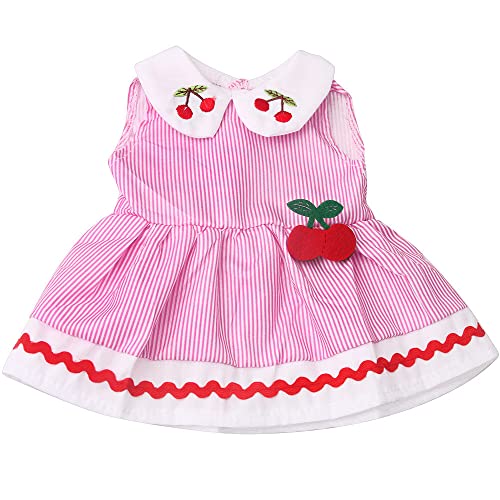 NIXNUT Puppenkleidung, Kleid, Streifenmuster, Sommerkleidung für 18-Zoll-American Girl-Puppe mit Kirschdekoration von NIXNUT