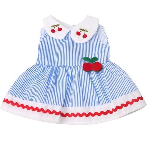 NIXNUT Puppenkleidung, Kleid, Streifenmuster, Sommerkleidung für 18-Zoll-American Girl-Puppe mit Kirschdekoration von NIXNUT