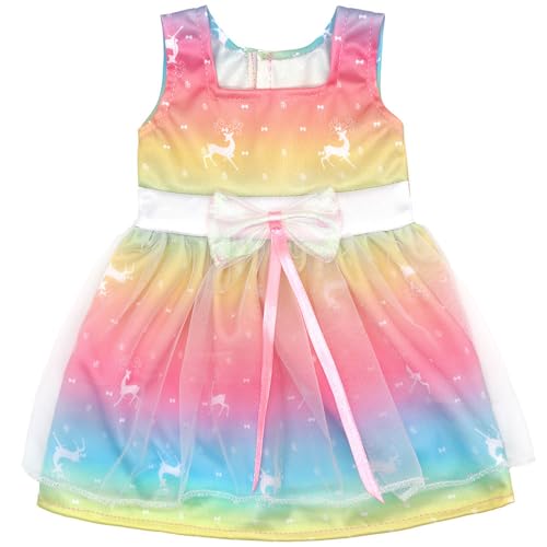 NIXNUT Puppenkleidung, langes Kleid mit Netzschleife, abgestufte Farbe für 18-Zoll-American Girl-Puppe von NIXNUT