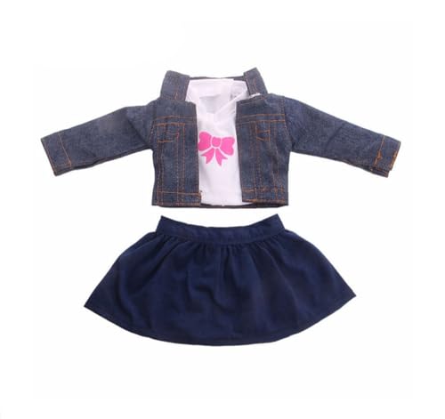 NIXNUT Puppenkleidung Winter Outfit Jacke Weste Top mit Bowknot Muster Rock für American Girl Doll 45,7 cm von NIXNUT
