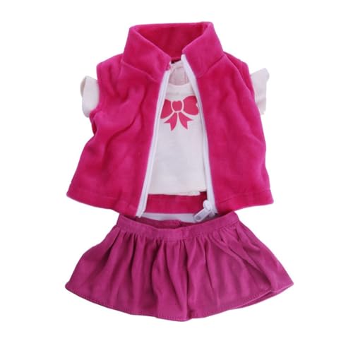 NIXNUT Puppenkleidung, Winter-Outfit, Jacke, Weste, Oberteil mit Rock mit Schleifenmuster für 18-Zoll-American Girl-Puppe von NIXNUT