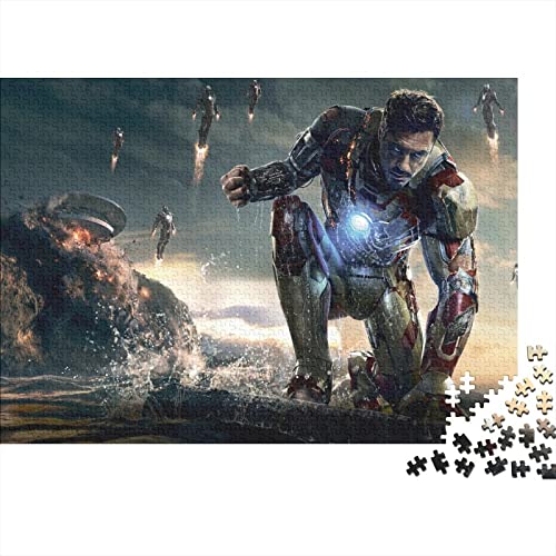 Puzzle 1000 Teile,buntes Iron Man Puzzle Mit Kräftigen Farben,Home Decor,Geschicklichkeitsspiel Marvel Movie Puzzle Für Die Ganze Familie,schöne Geschenkidee 1000pcs (75x50cm) von NIXNUT