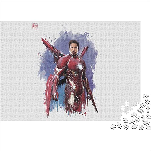 Puzzle 1000 Teile,buntes Iron Man Puzzle Mit Kräftigen Farben,Home Decor,Geschicklichkeitsspiel Marvel Movie Puzzle Für Die Ganze Familie,schöne Geschenkidee 1000pcs (75x50cm) von NIXNUT