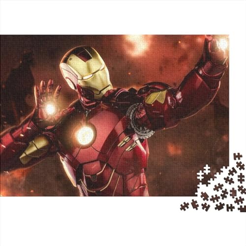 Puzzle 300 Teile,buntes Iron Man Puzzle Mit Kräftigen Farben,Home Decor,Geschicklichkeitsspiel Tony Stark Marvel Animation Puzzle Für Die Ganze Familie,schöne Geschenkidee 300pcs (40x28cm) von NIXNUT