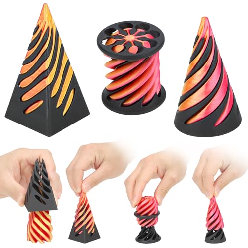 3 Stück Impossible Cone 3D, Spiral Cone Fidget Toy, Fidget Spirale, 3D-Wirbel, Kegel Obilo, 3D Impossible Pyramid Pass Through Anxiety Relief Toy, für Kinder und Erwachsene (Schwarzes Gold) von NIXRET