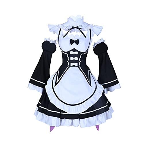 NIXU Anime Re – Zero Kara Hajimeru Isekai Seikatsu Rem/Ram Cosplay Kostüm Uniform (XXL-XL), Weiß von NIXU