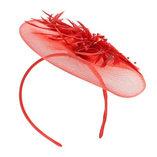 NIYANGLE 1 PC Kopfbedeckung Stirnband Haarspangen Netz Eleganter Kopfschmuck Brautjungfer Gast Frau Haarschleife Kleine Haarschmuck Für Mädchen Hüte Und Fascinator Für Hochzeiten Rotes von NIYANGLE