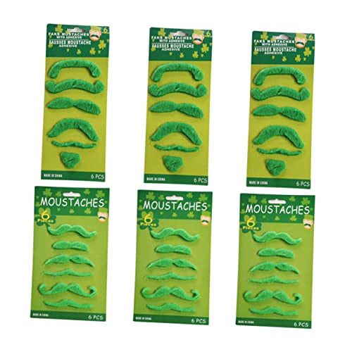 NIYANGLE 1 Satz 36 Stück grüner Kunstbart Fasching Schnurrbart faschingsbart Erwachsene gefälscht Kostüm Kleeblatt lustig st. Patrick Day Foto Requisiten Party-Schnurrbart Green von NIYANGLE