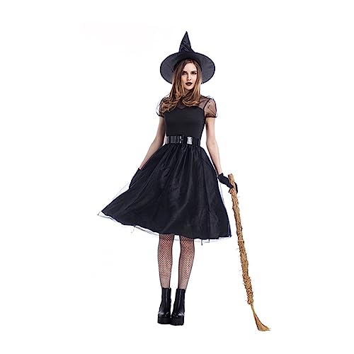 NIYANGLE 1 Satz 4 Stück Halloween-hexenkostüm Anzug Aus Geistergaze Gothic-kleidung Erwachsene Halloween-hexen-stoff-outfit Schwarze Zierleiste Herrin Kostüm Gittergewebe Black NIYANGLE 1 Satz 4 Stück Halloween-hexenkostüm Anzug Aus Geistergaze Gothic-kleidung Erwachsene Halloween-hexen-stoff-outfit Schwarze Zierleiste Herrin Kostüm Gittergewebe Black von NIYANGLE