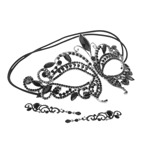 NIYANGLE 1 Satz Cosplay-Maske für Erwachsene Requisiten für Halloween-Masken Karnevalsparty Maskenpaar Kostüm Ohrringe Frauen Maskerademaske für Erwachsene Legierung Black von NIYANGLE